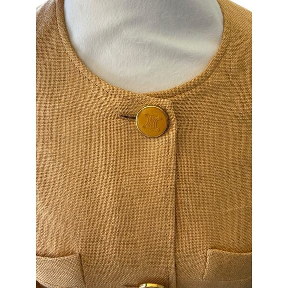 Vintage Celine Paris Blazer Skirt Suit Outfit Set Peach Size 6 EUR 36 Logo Prep - Picture 8 of 14